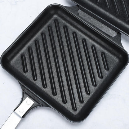 Kitchen  1pc Deluxe Stovetop Sandwich Maker - Non- Stick Grilled Panini Press with Dismountable Flip Pan for Gas and Induction Stoves - Easy Cleaning, Space- Saving Design for Home Kitchen, Perfect for Breakfast, Lunch, and Snack