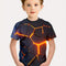 Boy clothing Flaming Football Round Neck Short Sleeve T-Shirt