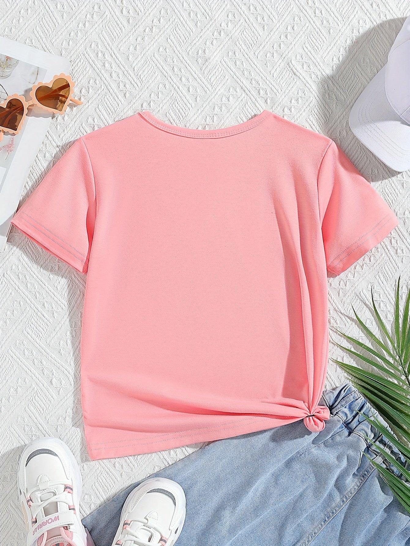 Girl clothing Casual Outings Playful Pink Girls' Slogan T-Shirt