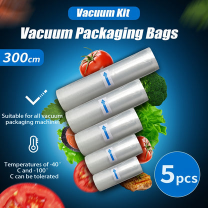 Kitchen   5 Rolls Of Vacuum Sealed Bags With Different Sizes, For Food, Free Of Bisphenol A, Seven Layer Co Extruded Diamond Pattern Vacuum Film Bag