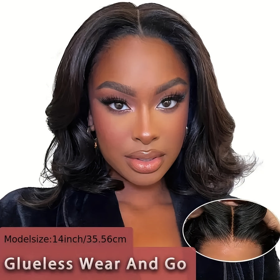 Crown & Glory Wigs   Put On And Go Wigs 4x4 HD Transparent Lace Closure Short Body Bob Wigs Human Hair Pre Plucked Pre Cut For Beginners Body Wave Bob Wig For Women 180% Density