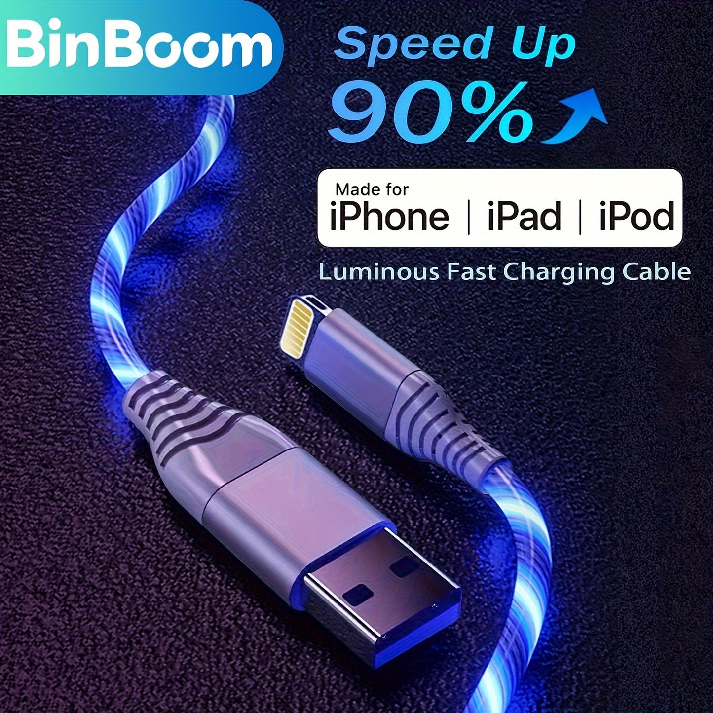 Mobile collection  MFi Fast Charging LED Light up Charger Cable for iPhone, USB A to iOS, Compatible with iPhone 14 13 Pro Max 12 Mini 11 X XS XR 8 7P 6S 5S, iPad, iPod Touch, and More