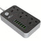 Mobile  2M Durable Hulker Power Strips with 3 Way Outlets, 6 USB Ports, Smart USB Charger, and UK Socket