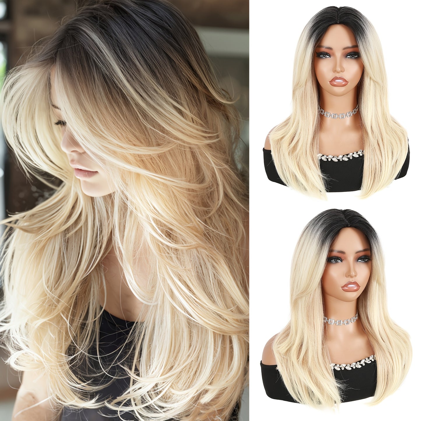 Classic Straight Synthetic Wig – Heat-Resistant 150% Density, Rose Net Cap (Basics Collection)/Crown & Glory Wigs