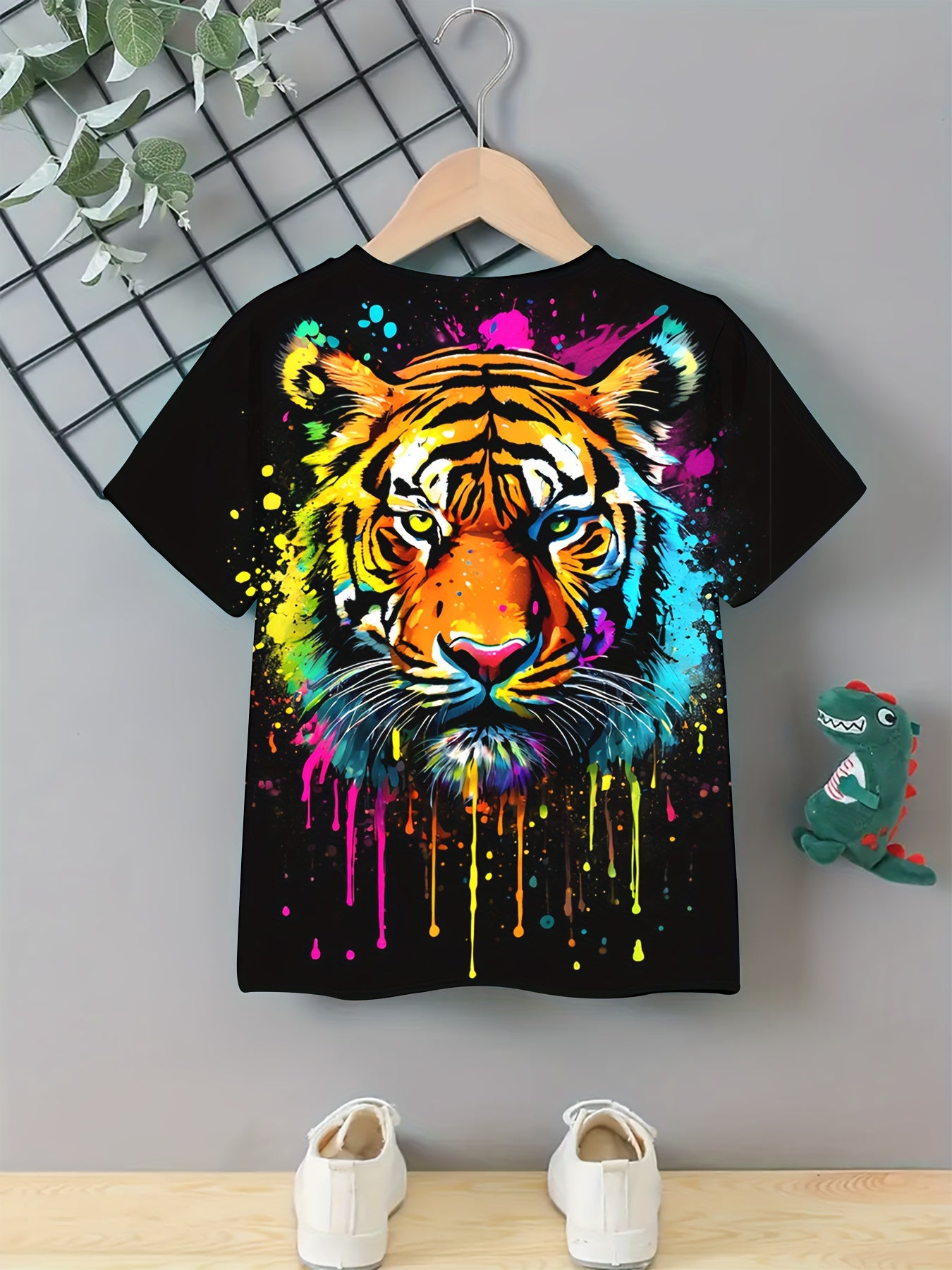 Boy  clothing  Cool Tiger Graffiti 3D Print Casual Tee