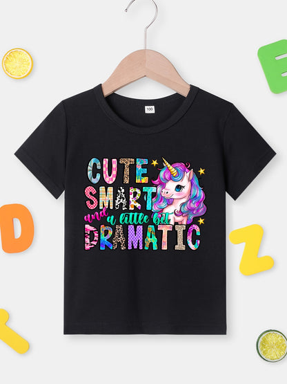 Girl clothing  Unicorn Graphic & Letter Print Creative T-Shirts