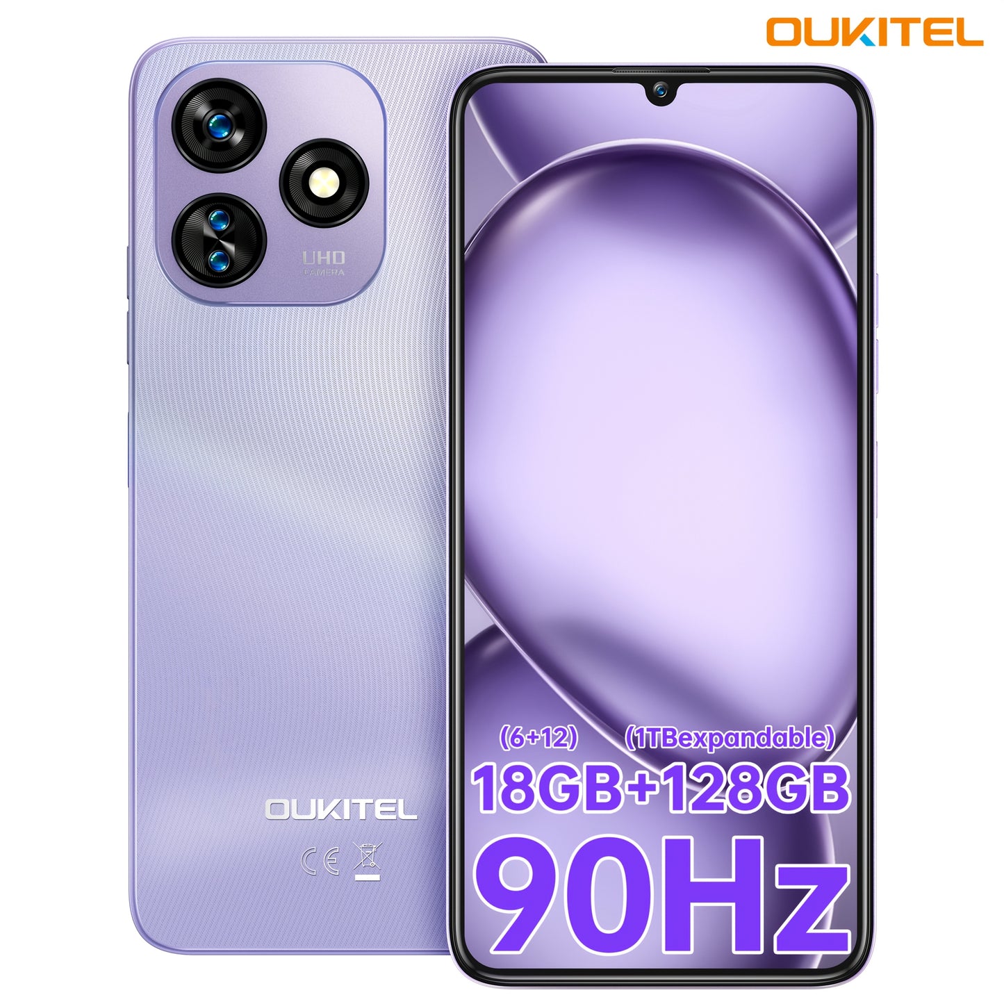 Mobile OUKITEL C51 Sim-Free & Unlocked Mobile Phones, Android 13 18GB RAM+128GB ROM, 4G Mobile Phones Sim Free Unlocked