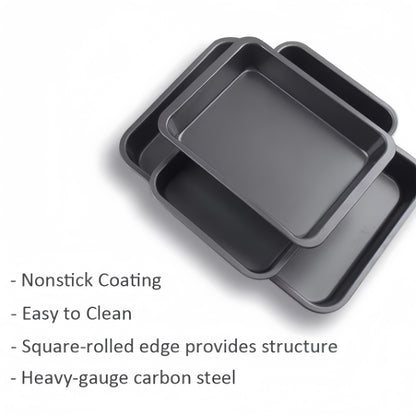 Kitchen   Stainless Steel Non stick Roasting Pan - Durable, Easy-Clean Baking Tray for Oven & Freezer, Rust-Resistant, 3 Sizes Available (Black), Rectangular Bakeware, Home