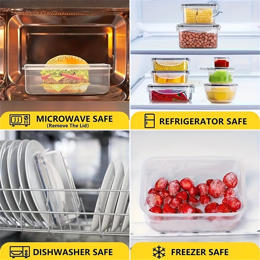 Kitchen  24pcs Transparent Kitchen Storage Container Set - Microwave Safe, Multipurpose Plastic Meal Prep Boxes with Flip-Top Lids + 24 Chalkboard Labels - Ideal for Vegetables, Fruits, Grains & More