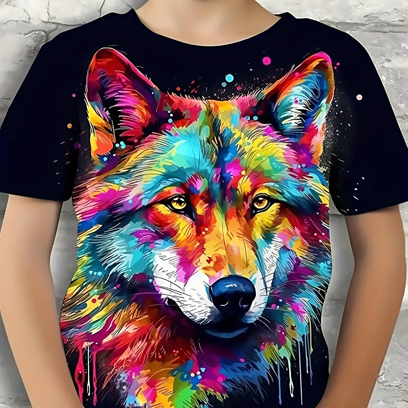 Boy clothing  Animal Boy Colorful Wolf T-shirt Short Sleeve