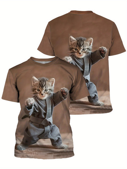 Boy  clothing  Kids Karate Cat Graphic T-Shirt