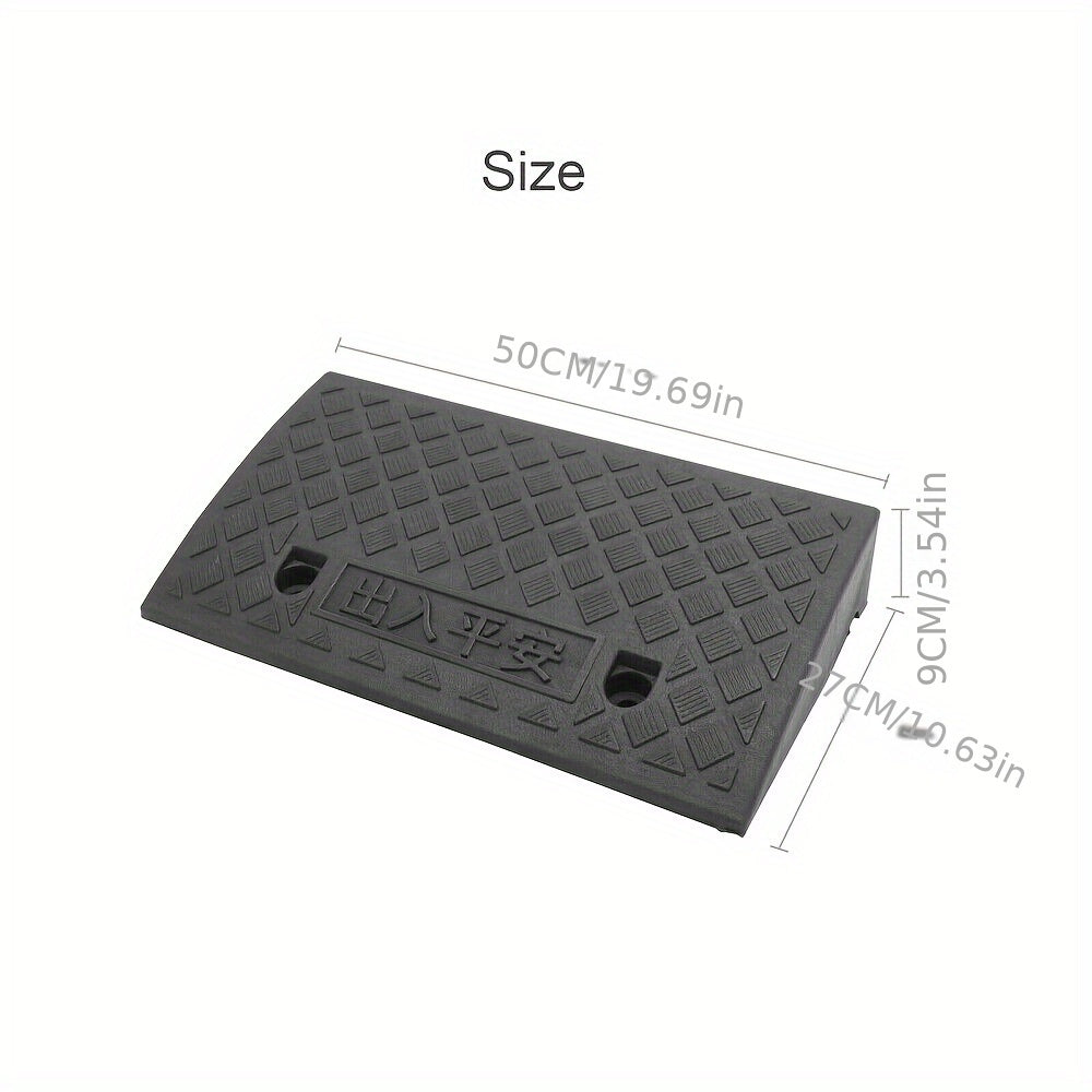 Car   2pcs Vehicle Ramp Threshold - Portable Black Rubber Curb for Cars & Wheelchairs, Ideal for Garage Entrances