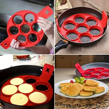 Kitchen   [1pc 7-Hole Silicone Pancake & Egg Mold] 1pc Silicone Pancake & Egg Ring Mold, 7-Cavity, Nonstick, Easy to Clean, Versatile Kitchen Tool for Homemade Breakfasts and Eggs, with Uncharged, for Family and Restaurant-Quality Meal