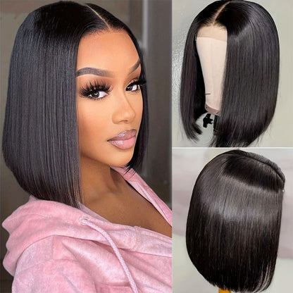 Crown & Glory Wigs Wedding Perfect | Elegant Short Straight Bob Wig with 4x4 Lace Closure - 100% Human Hair, Soft and Comfortable, Ideal for Everyday Style and Special Occasions, Special Occasion Wig | Natural Appearance Wig | Adjustable Fit Wi