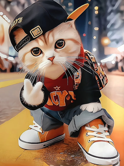 Boy clothing  Hip Hop Cat 3D Print Long Sleeve T-Shirt