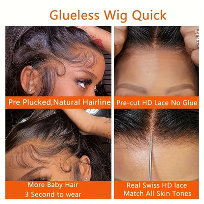 Crown & Glory Wigs  Glue less Wigs Human Hair Pre Plucked Pre Cut Curly Put On And Go None Lace Curly Wig For Women 4x4 HD Lace Closure Wig