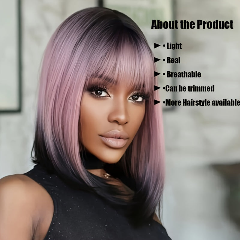 Crown & Glory Wigs   1pc 6x6 HD Lace Closure Wigs Fashion Millennium Gradient Straight Hair Full Mechanism Women's Wig Date Photography Dressing