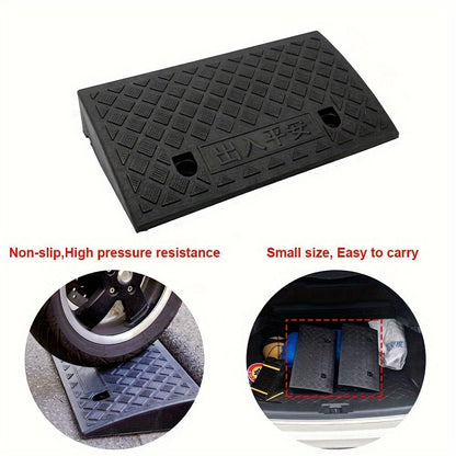 Car   2pcs Vehicle Ramp Threshold - Portable Black Rubber Curb for Cars & Wheelchairs, Ideal for Garage Entrances