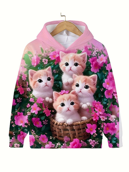 Boy  clothing   Autumn and Winter Cat Hoodie Sweatshirt