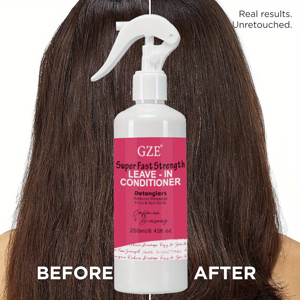 Style & Shine Hair  2 Pack GZE Fast Strong Leave In Conditioner Detangles Anti Frizz Caffeine Ginseng Moisturizing Hydrating For Dry Curly Hair &Synthetic Wigs Heat Resistant Spray