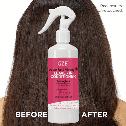 Style & Shine Hair  2 Pack GZE Fast Strong Leave In Conditioner Detangles Anti Frizz Caffeine Ginseng Moisturizing Hydrating For Dry Curly Hair &Synthetic Wigs Heat Resistant Spray