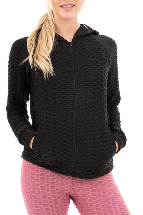 Woman clothing   SOLID HONEYCOMB JACKET BLK M